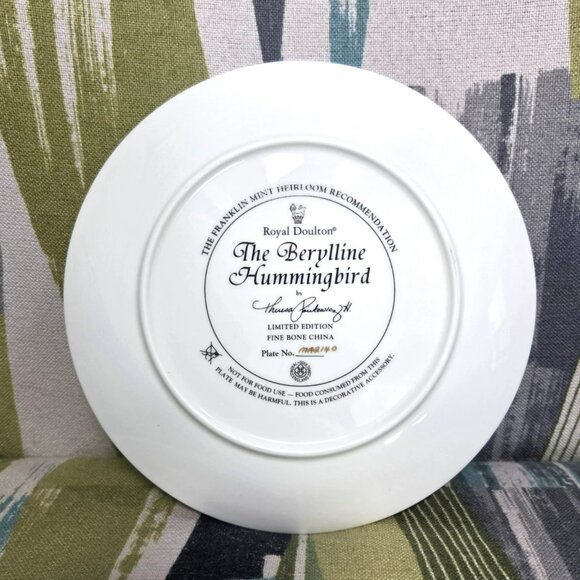 Royal Doulton The Berylline Hummingbird Signed T Politowicz LE Plate Collectible - Picture 5 of 7